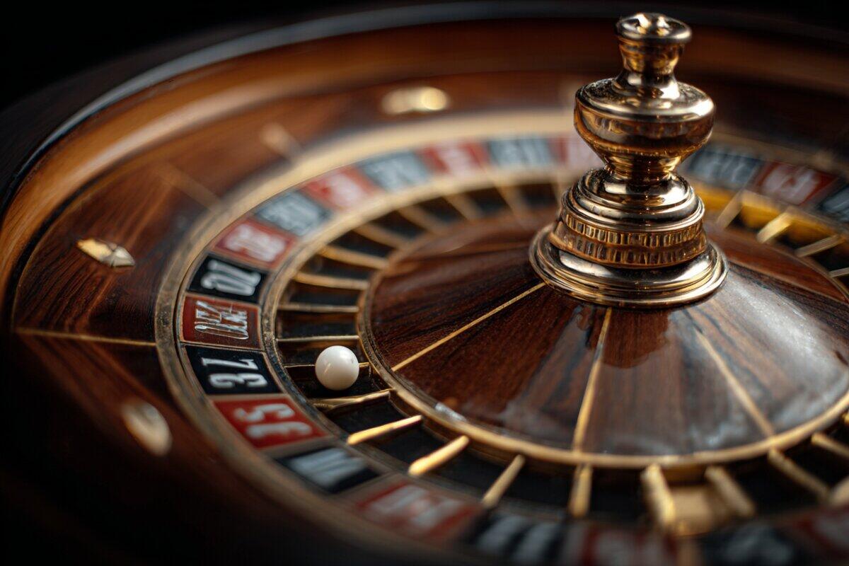 Bánh xe Roulette đang quay với quả bóng
